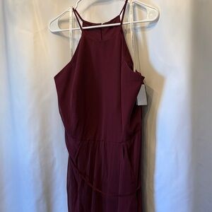 David's Bridal Deep Red Halter Dress